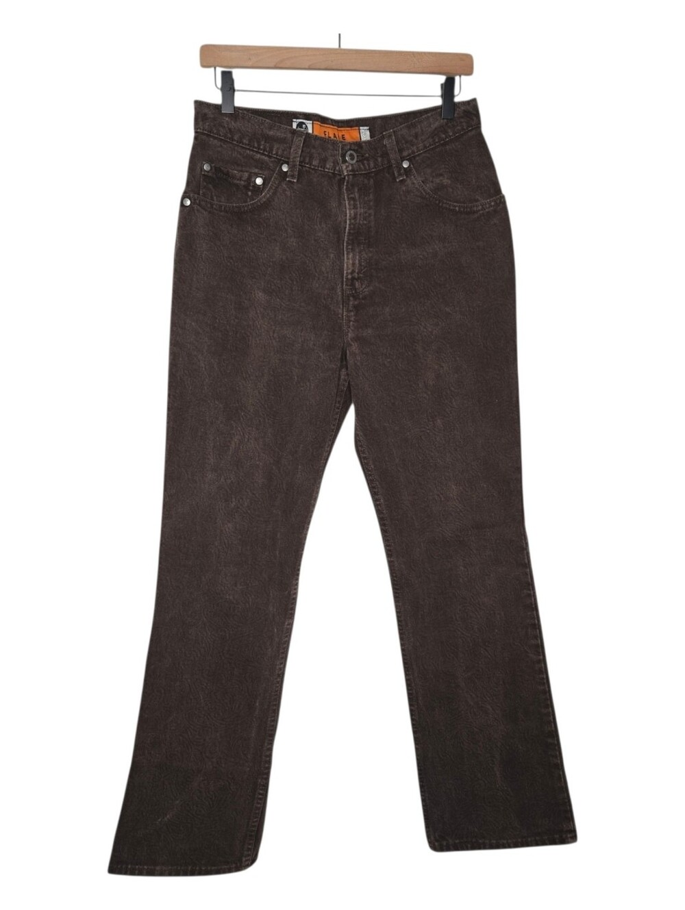 Vintage Levi's Silvertab Womens Brown Paisley Jacquard Flare Denim Jeans 11